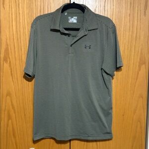 Under Armour men's M heat gear loose fit athletic golf polo striped short sleeve